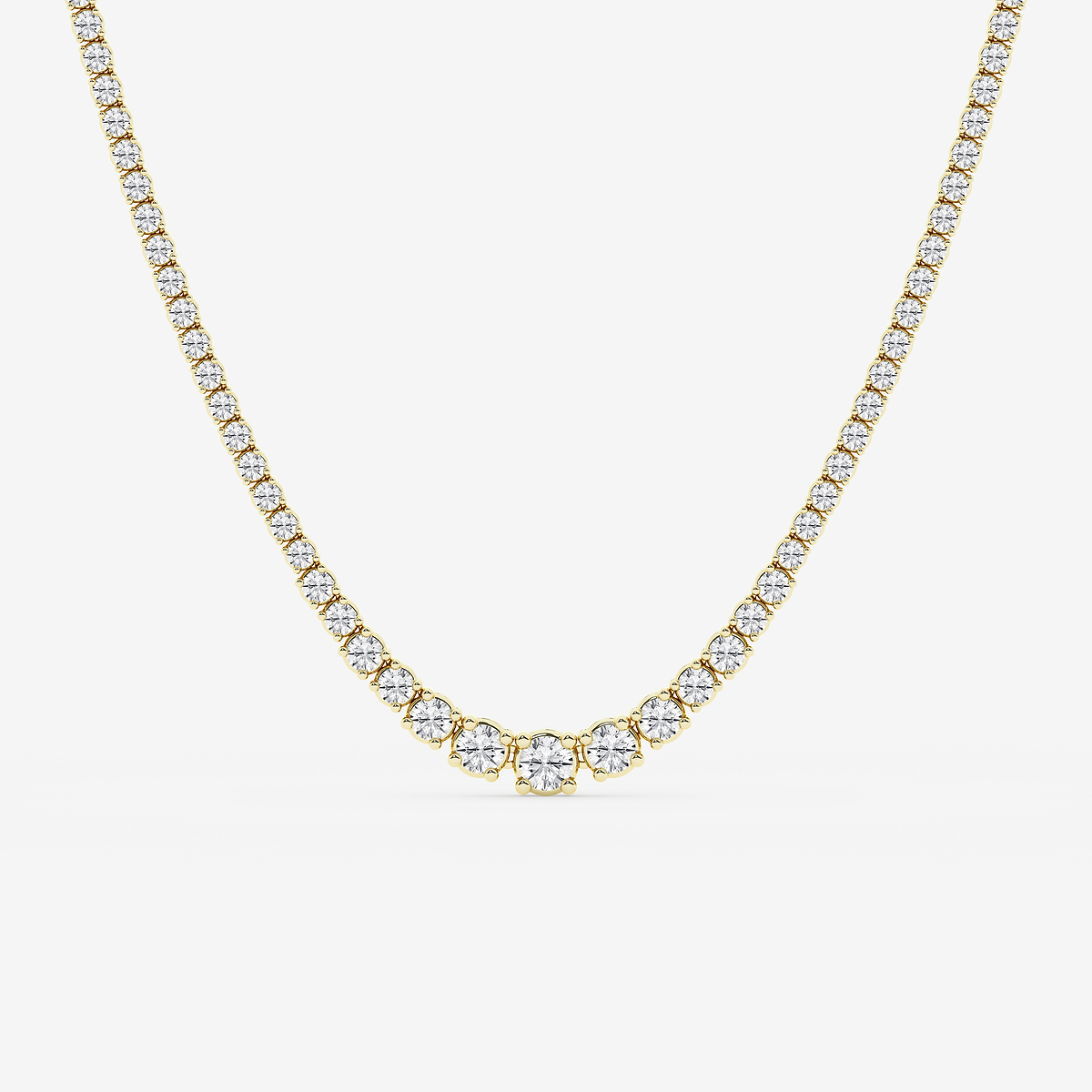 10 ctw Round Lab Grown Diamond Four Prong Graduated Tennis Necklace